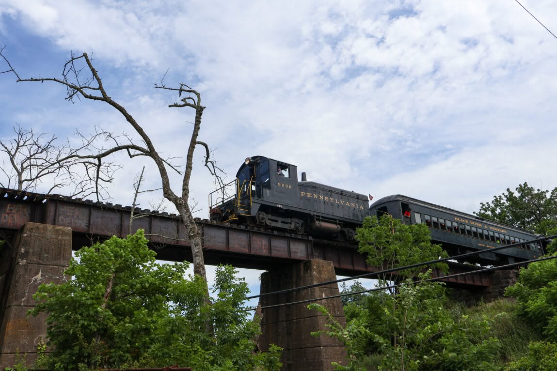 Train on bridge